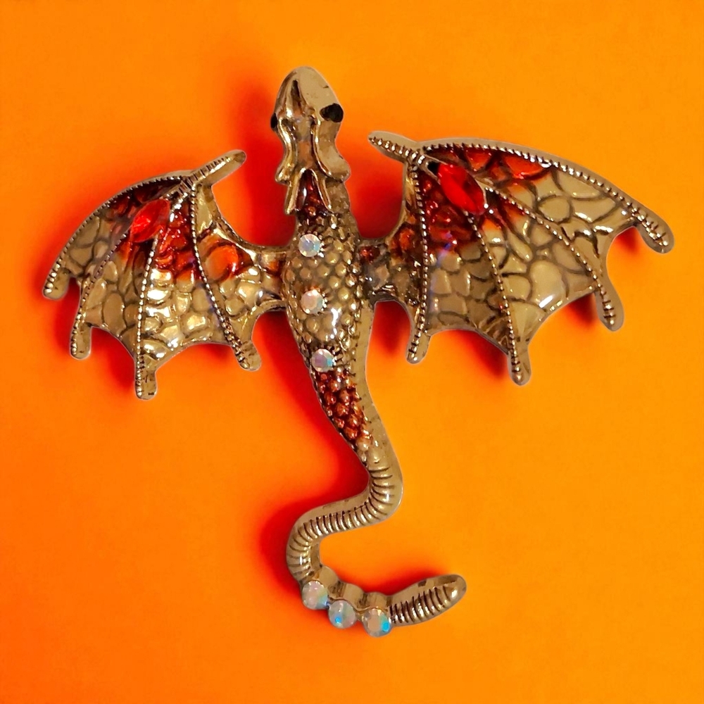 Decorative Gold And Red Dragon Pendant! 2.5" Length!